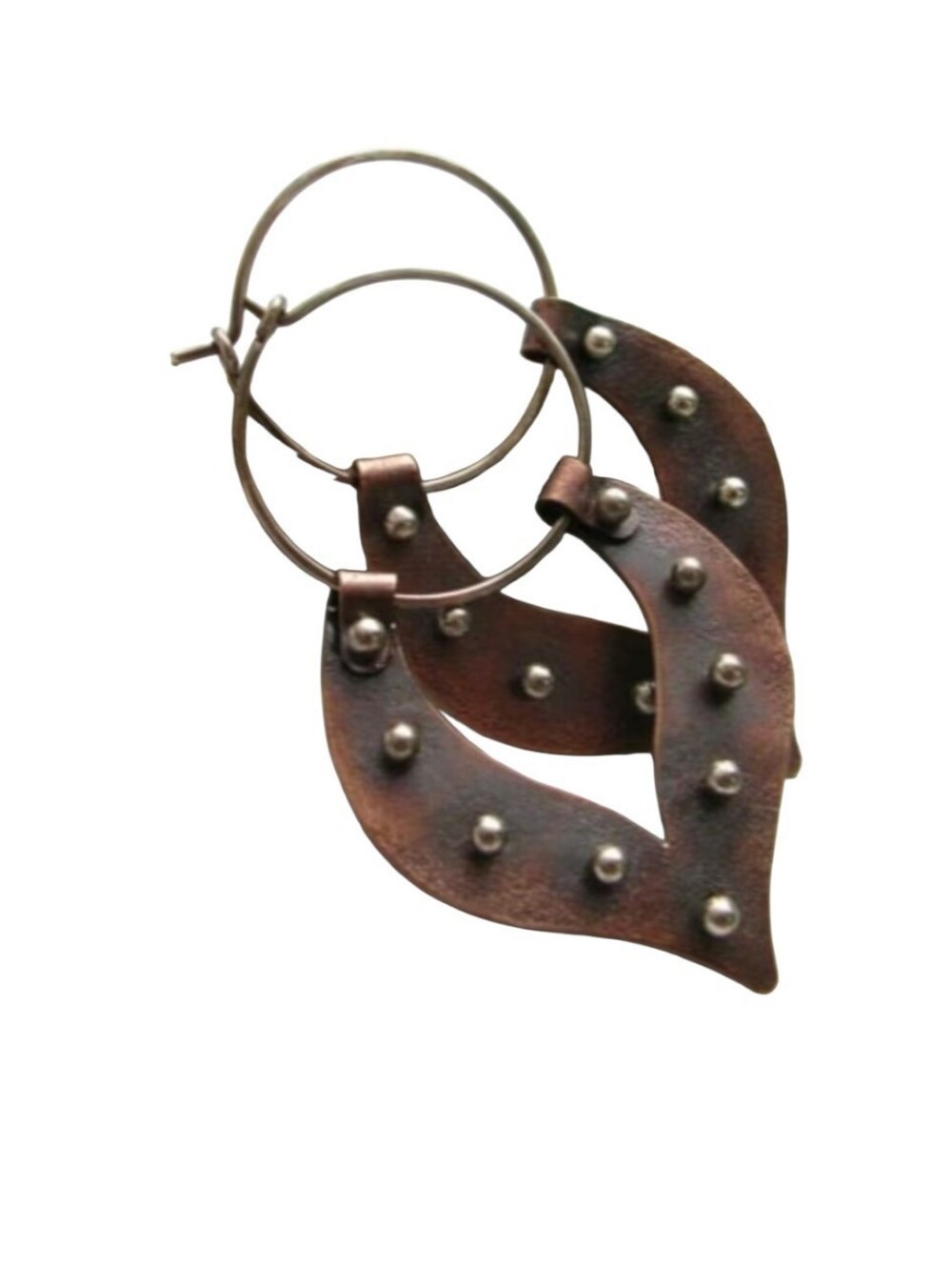 Vintage-Inspired Rustic Leather Teardrop Hoop Earrings
